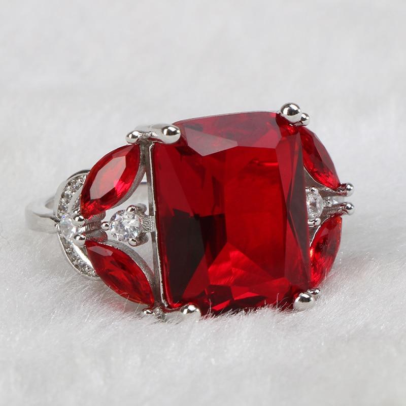 Кольцо с драгоценными камнями для женщин, модное геометрическое серебро 925, ювелирные изделия, прямоугольник 12*16 мм, рубин, циркон, женская свадебная вечеринка