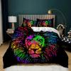 Lion Bedding Animal Duvet Cover Set Queen King Size Lightning Lion Pattern Comforter Cover Polyester Duvet Cover 1/2 Pillowcases