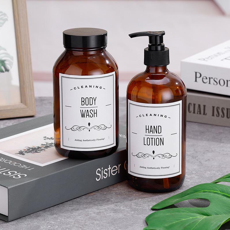 Waterproof & Oil-Proof PVC Soap Dispenser Labels - Set of 12 Bathroom Hand Soap Bottle Stickers