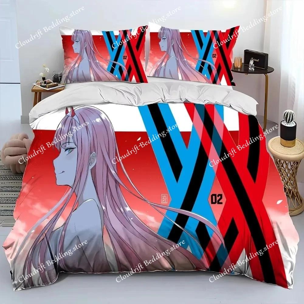 Комплект постельного белья Zero Two DARLING In The FRANXX Cartoon, пододеяльник, наволочка, комплект постельного белья размера Queen