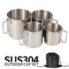 4-Piece 304 Stainless Steel Outdoor Camping & Travel Set: Foldable Cups & Bowls.
