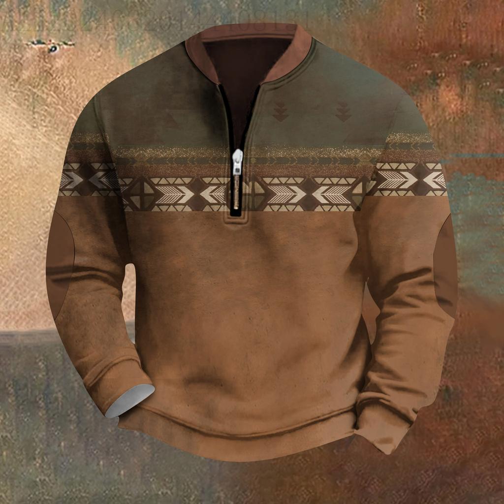 Мужская повседневная толстовка в стиле ретро с градиентным принтом