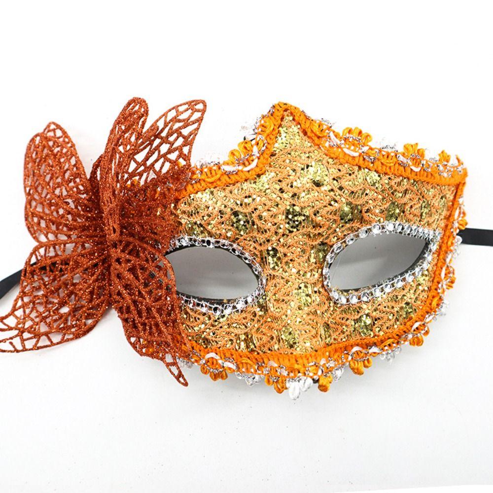 Halloween Dressing Halloween Party Mask with Rod Half Face Cover Butterfly Hand Hold Mask Cosplay Prop Exquisite Masquerade Mask
