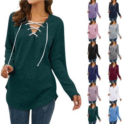 Женский однотонный топ с длинными рукавами и принтом