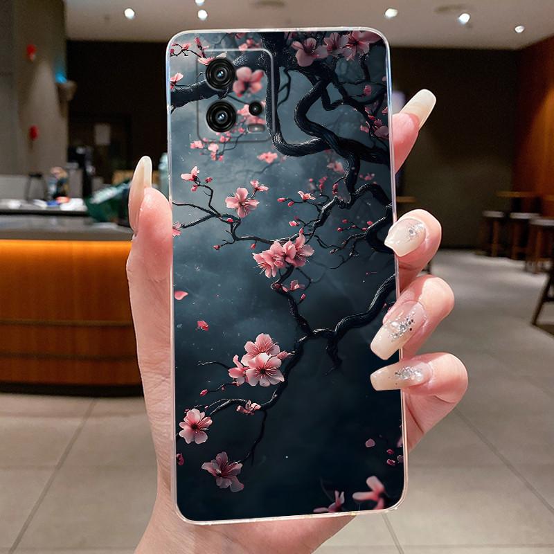 For Cover Motorola Moto G72 Case G 72 Flower design Clear Soft Silicone Back Funda Bumper For Moto G72 MotoG72 Phone Cases Coque