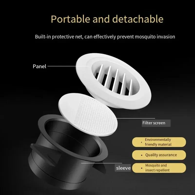1pc Duct Vents Round Louvered Vents Interior ABS Grille Ventilation Adjustable Air Vol 75mm/100mm/125mm/150mm/200mm