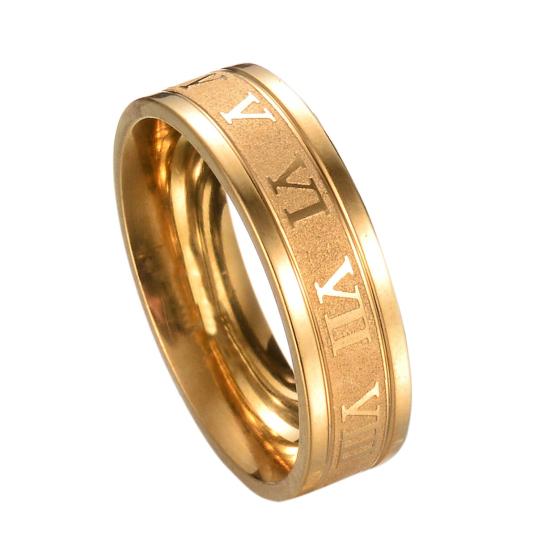 Wide Roman Numeral Stainless Men Ring Simple Steel Smooth Finger Ring Jewelry