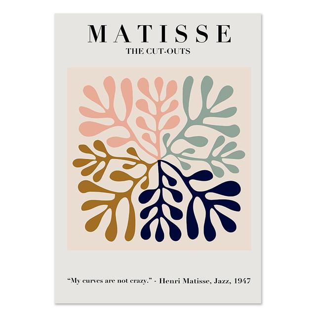 Abstract Matisse Line Face Coral Leaves Wall Art Canvas Painting Nordic Posters Prints Wall Pictures For Living Room Home Decor