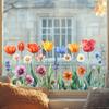 Colorful Floral Window Sticker Removable Flower Window Clings Waterproof Static Window Decal for Home Office Bedroom Bathroom Decor
