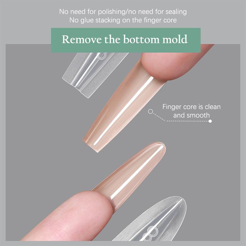 240 шт. Двойная форма для наращивания ногтей-сэндвич, многоразовая, для полного покрытия, прозрачный инструмент для моделирования дизайна ногтей, формы для ногтей-гробик, миндаль