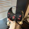 Shoulder Fashion Crossbody Bag With Cherry Print And Chain Design For Daily