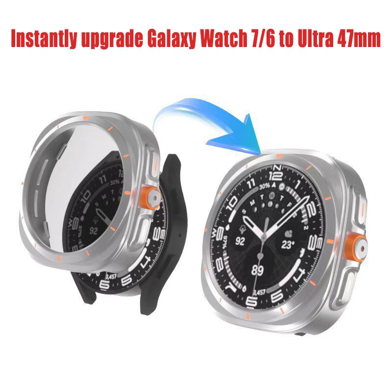 Замена на Ultra Case для Samsung Galaxy Watch 7 6 40 мм 44 мм Обновление до Galaxy Watch Ultra 47 мм Закаленное стекло для защиты экрана