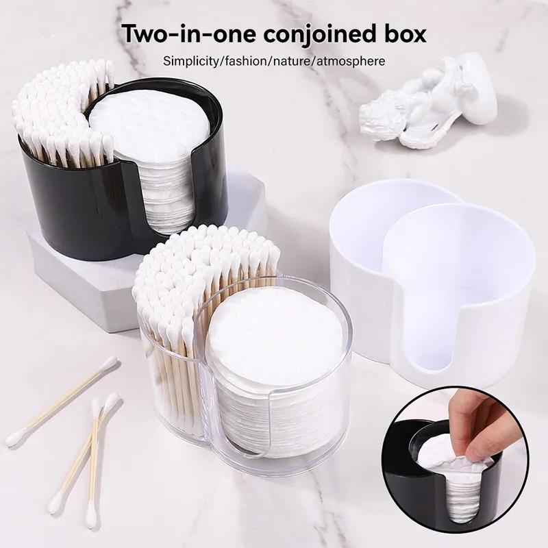 Cotton Round Pad Holder Powder Puff Storage Box Home Cotton Swab Box Makeup Organizer Dustproof Portable Durable Bathroom Jar