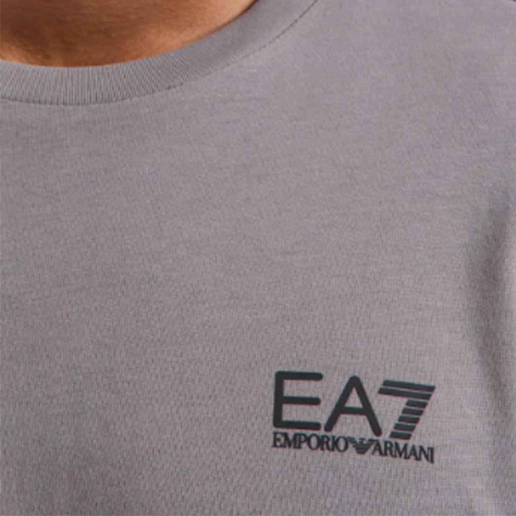 Emporio Armani Мужская футболка с принтом букв EA7, круглый вырез, прямой крой, короткий рукав, серый 8NPT25-PJVPZ-1992