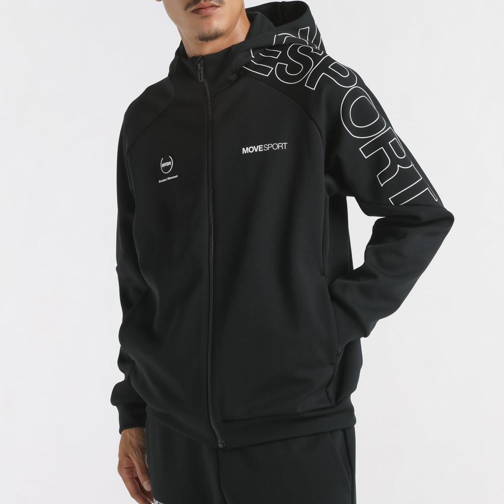 Толстовка Descente с застежкой-молнией и защитой SHIELD по всему периметру с рисунком MVSP, ветрозащитная, сохраняющая тепло, эластичная, впитывающая пот, для тренировок, размер L [Move Sports] (Оба