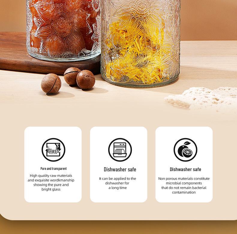 Стеклянная герметичная банка для хранения закусок, сухофруктов, чая, сахара и зерновых