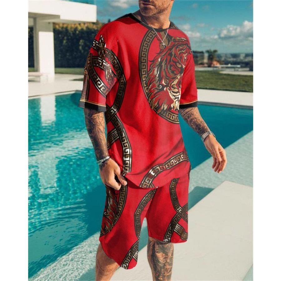 Mens Fashion Tracksuit Set Shorts Summer Men 2 Piece Outfit Suit Casual Short Sleeve Men Clothing Oversized Tshirt Jogging Set
