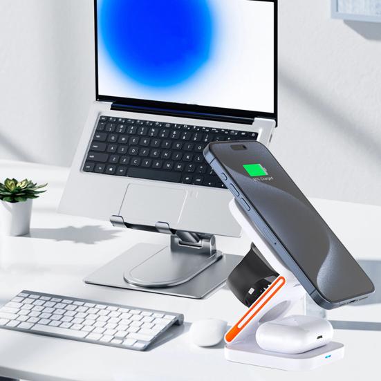 Беспроводное зарядное устройство для iPhone, Android, iWatch для AirPods, складные магнитные беспроводные часы для телефона 3-в-1