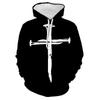 Spring and Autumn Casual Pullover Personalised Cross 3D Digital Print Fashion Hoodie Sweatshirt