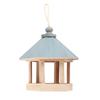 Outdoor Wooden Birds House Shaped Feeder Food Container with Hang Rope for Garden Park