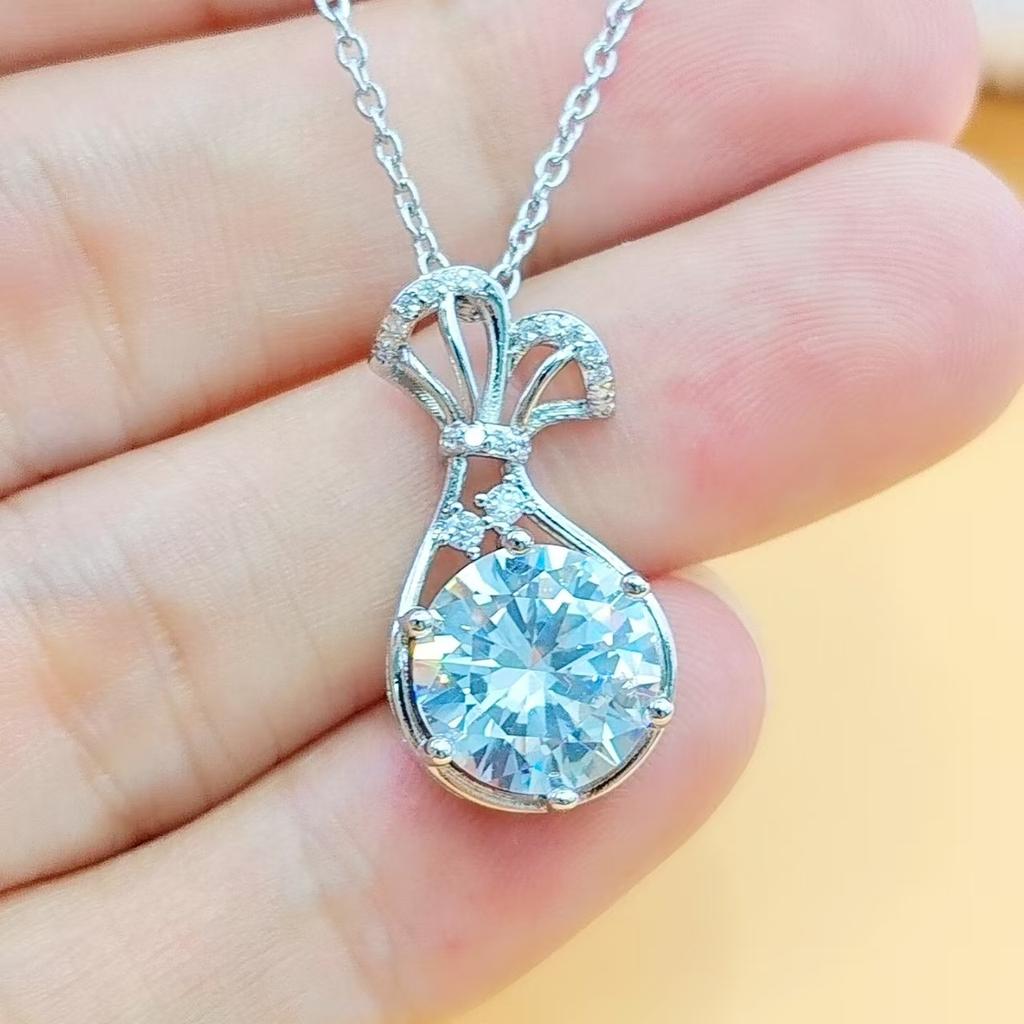 Kuaishou Jewelry Super Flash Zircon Lucky Bag Pendant Necklace Female Versatile Pendant Light Luxury Collarbone Chain