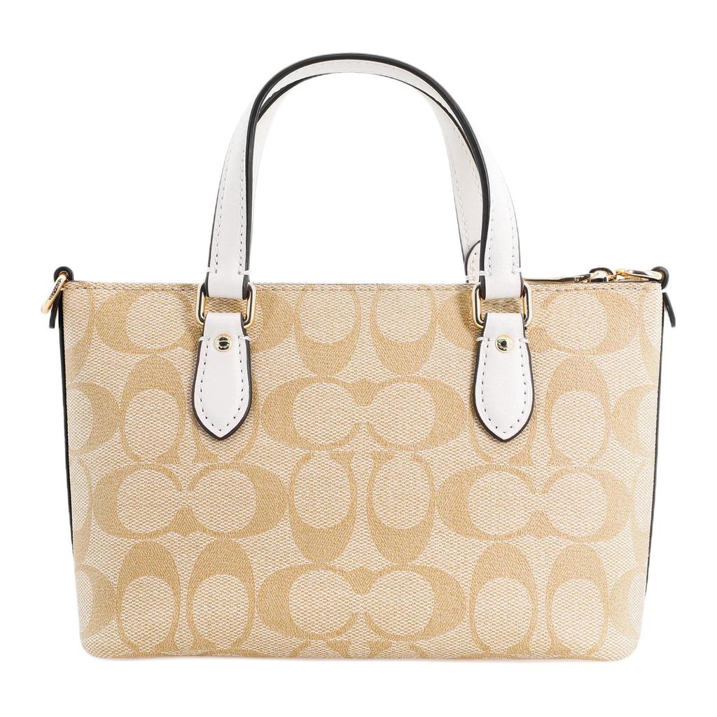 New COACH Gallery Canvas With Leather Handbag, Shoulder Bag, Crossbody Bag Small Size Women's Khaki & White CH468-IMDQC