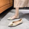 Модные остроносые одинарные туфли женские новые мягкие кожаные темпераментные маленькие ароматные стильные универсальные туфли на плоской подошве большие женские туфли 43 летние