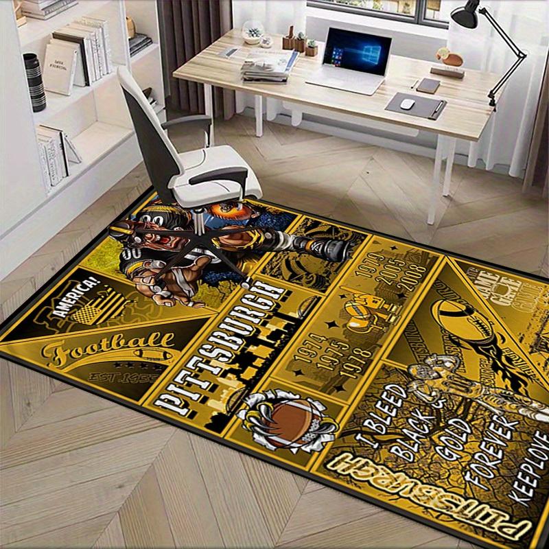 Office Carpet Pittsburgh Steelers Inspired Football Fan Gift Sofa Rug, Chair Mat for Protect