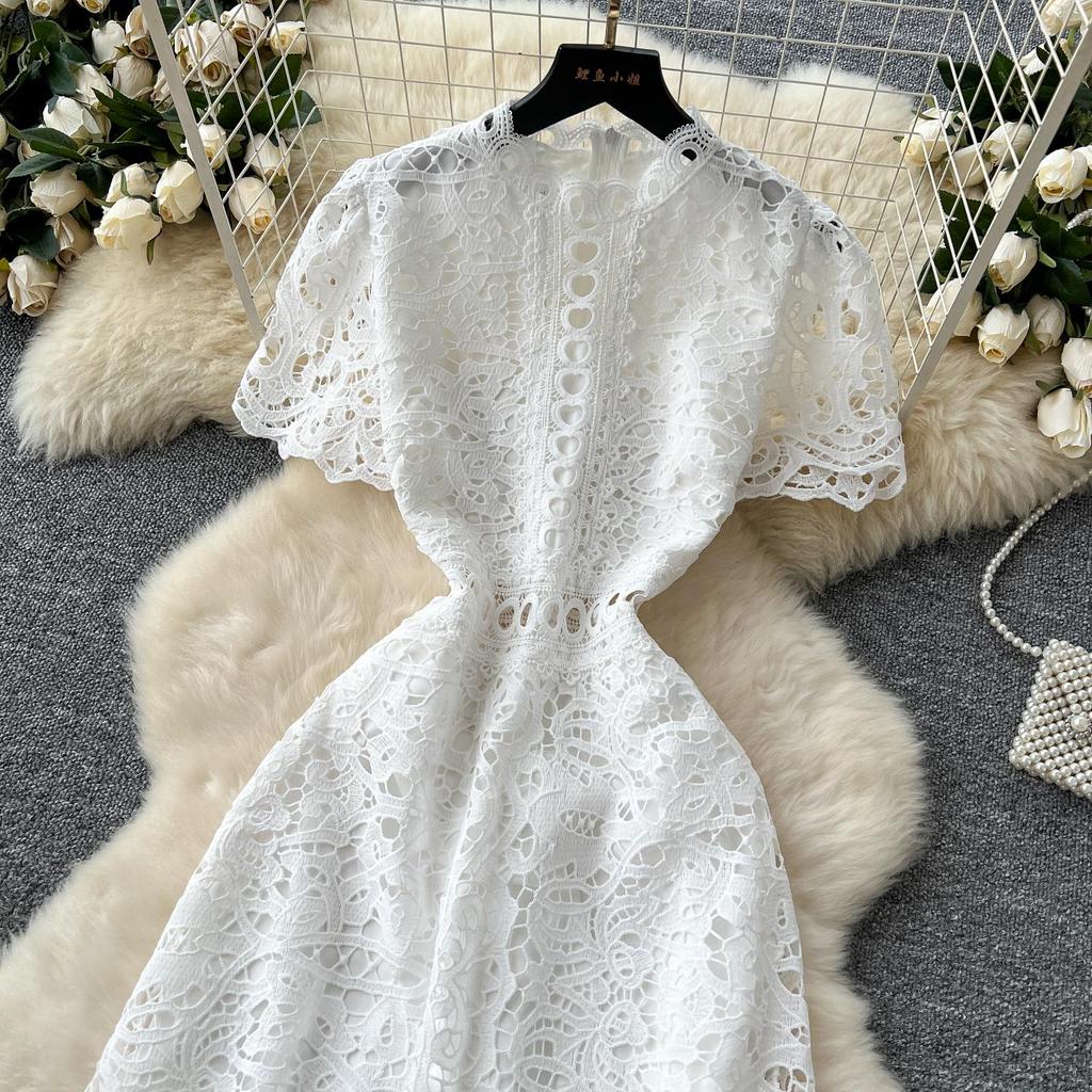 Летние женские элегантные ажурные кружевные вышитые вечерние платья