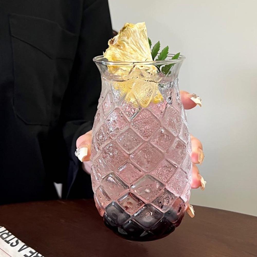 480 ML Pineapple Shaped Glass Cup Transparent Coffee Mug Bar Supplies Cold Drink Cup Home