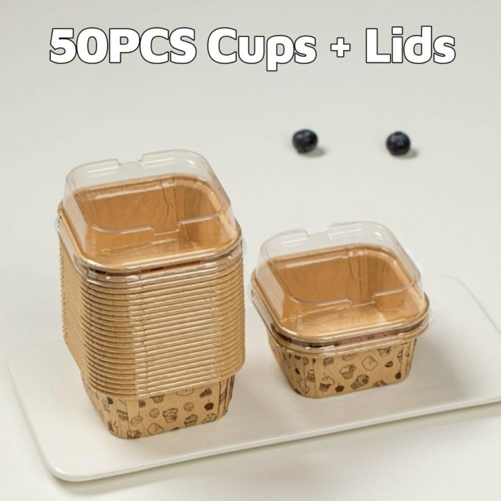 С прозрачными крышками десертная чашка для выпечки кексов обертки для упаковки для 50 шт. фруктовый десертный киоск