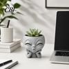Alien Face Planter Funny Planter, 3D Printed Novelty Plant Pot, Cute Gray Head for Succulents Cacti Home Table Shelf Decoration Desktop Pot