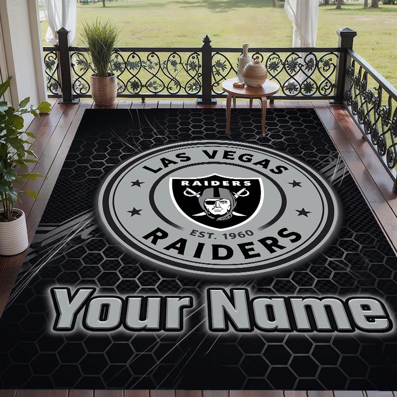 Custom Text Printed Rug Las Vegas Raiders Non Slip Floor Carpet For Home Room Decor
