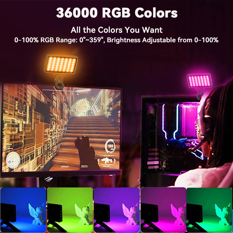 Portable RGB Selfie Light 3100mAh Rechargeable Phone Clip LED Fill Light for Live Broadcast YouTube Vlog Photography Video