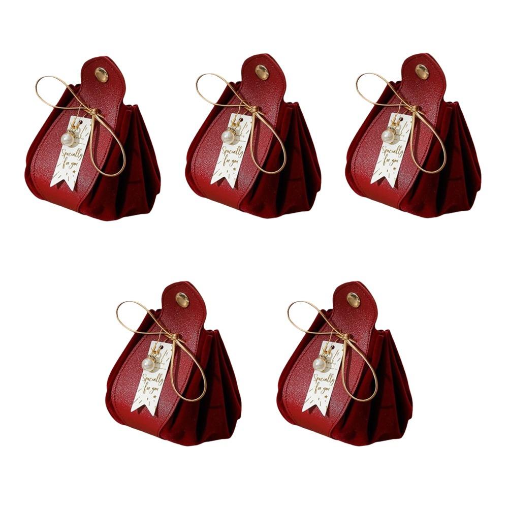 Pu Leather candy bags With Pearls Gift Party Candy Box Creative Gift Flannel Bag For Wedding
