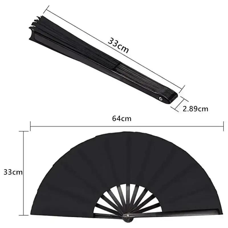 New 1Pcs Vintage Black Chinese Style Folding Fans Kung Fu Fan Wedding Party Dance DIY Solid Color Pocket Hand Craft Decoration