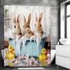 Милая занавеска для душа с пасхальным кроликом, декоративная занавеска для ванной с желтым утенком и цветочным принтом, водонепроницаемая занавеска для душа с крючками