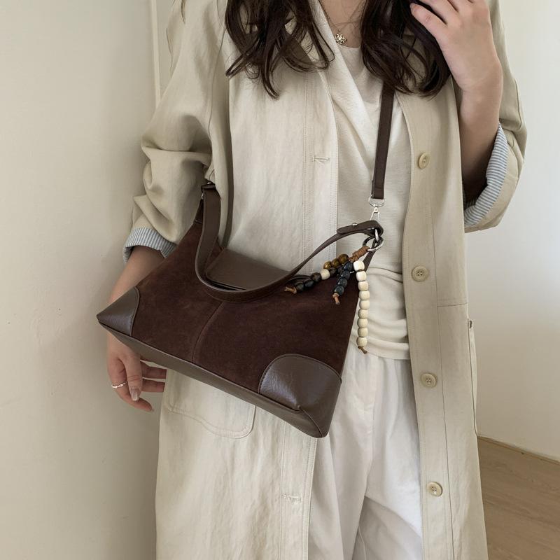 Вместительная ретро замшевая сумка подмышку женская новая модная сумка на плечо модная универсальная сумка-тоут для поездок на работу