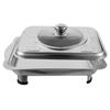 Stainless Steel Dinner Plate Catering Trays with Lids Serving Buffet Charcuterie Food Heating Platter Silver Cover Banquet
