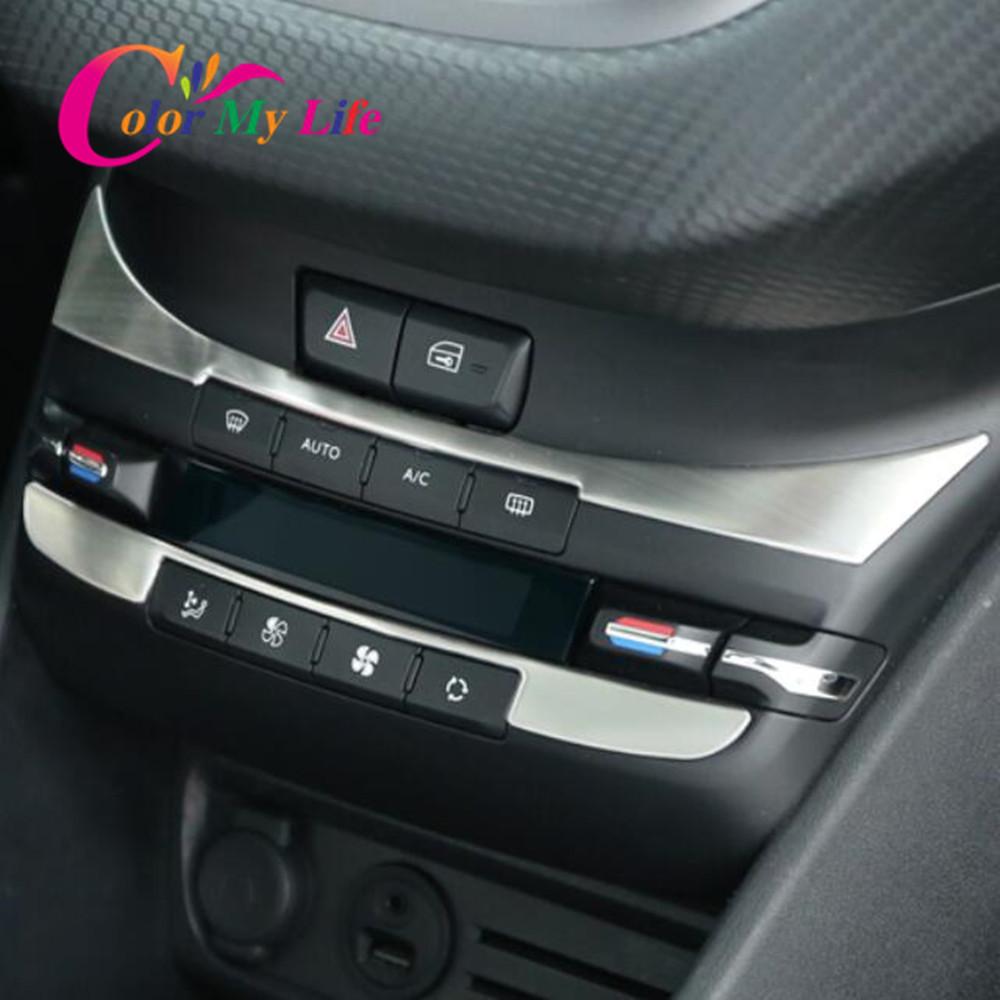 Наклейки на панель управления автомобиля для Peugeot 2008 208 2014-2018, наклейка с блестками для салона, 2 шт./комплект