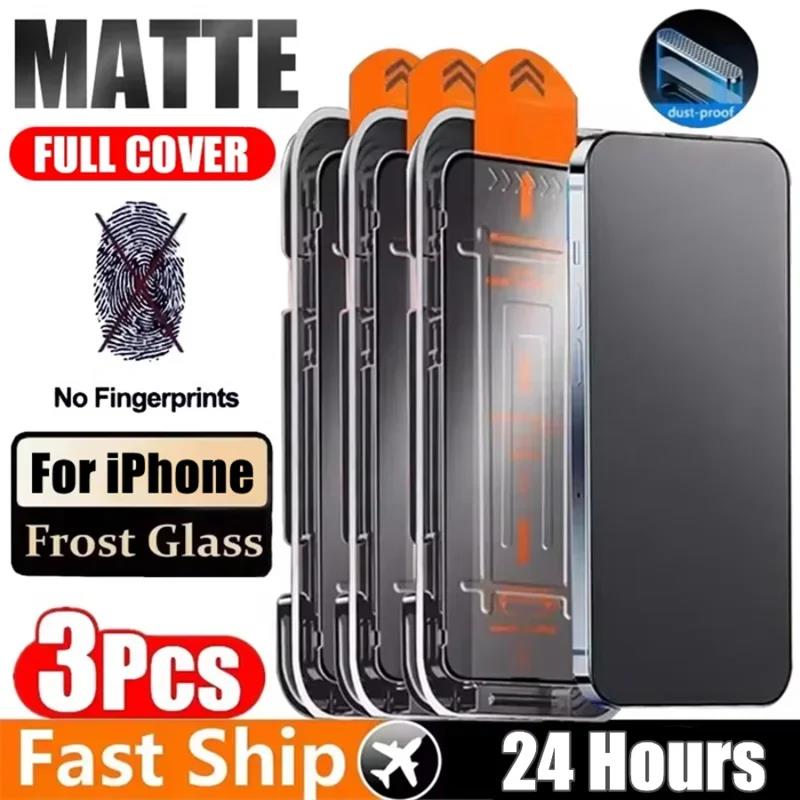 3Pcs Oleophobic Coating Dust Free Installation Screen Protector for IPhone 13 14 11 12 15 16 Pro Max 15 Plus XR 17 Matte Glass2