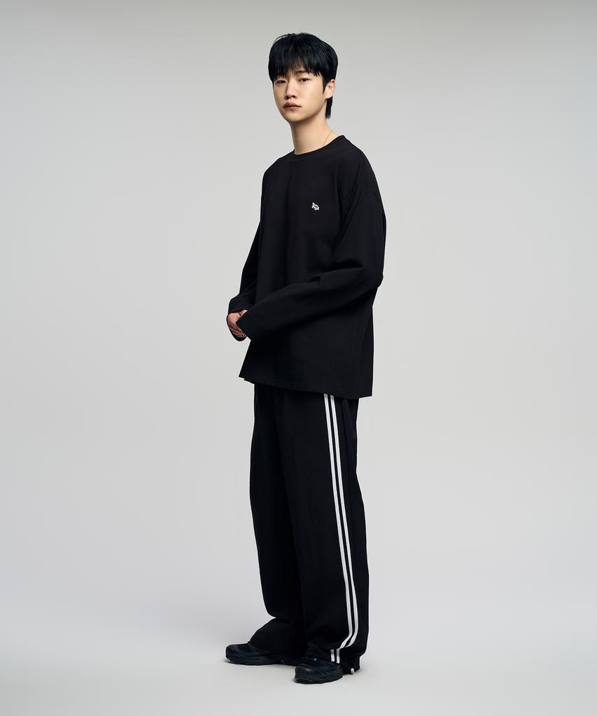 SLOW RECORD HOUSE Side Track Nylon Pants_Black