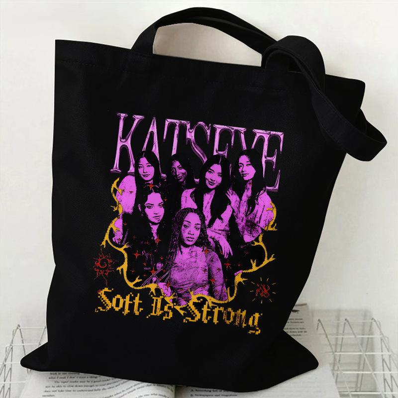 KATSEYE Girl Group Print Canvas Tote Bag Commuter Student Shoulder Bag Large Capacity 60123-4