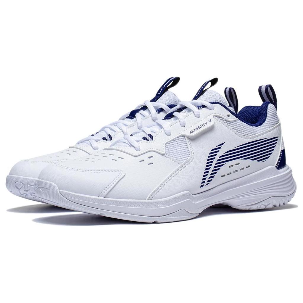 Li-Ning All-Purpose King V Series Non-Slip Wear-Resistant Breathable Low-Top Badminton Shoes Unisex Sneaker White Blue AYTT001-3