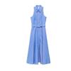Autumn New Product Women clothes Minimalist Style Lapel Sleeveless Linen Blend Commuting Shirts Dress 17062908