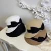 French Woven Straw Cap Elegant Equestrian Hat Ins Bow Straw Cap  Ladies/Girls
