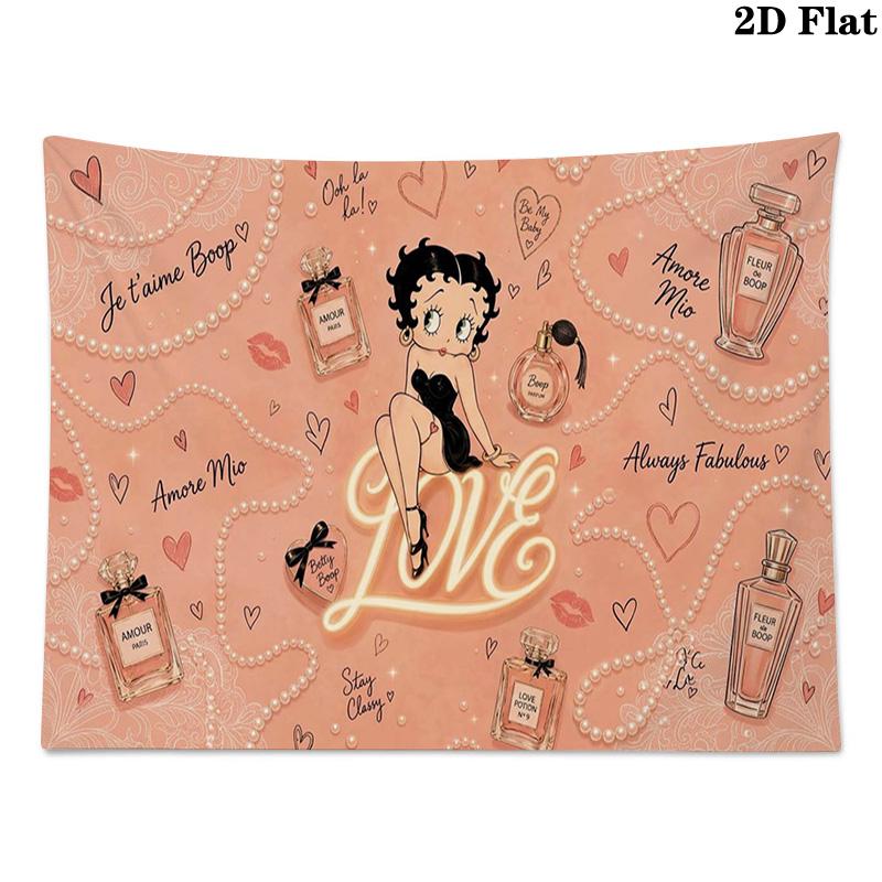 Betty Boop Wall Tapestry Aesthetic Wall Hanging Printed Fabric Blanket Decorative Tapestries for Bedroom Living Room Home Decor