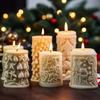 Christmas Cylinder Silicone Mold Set for Aroma Candles Wax Resin Epoxy Craft with 3D Snowflake Pine Tree Design DIY Gift Making