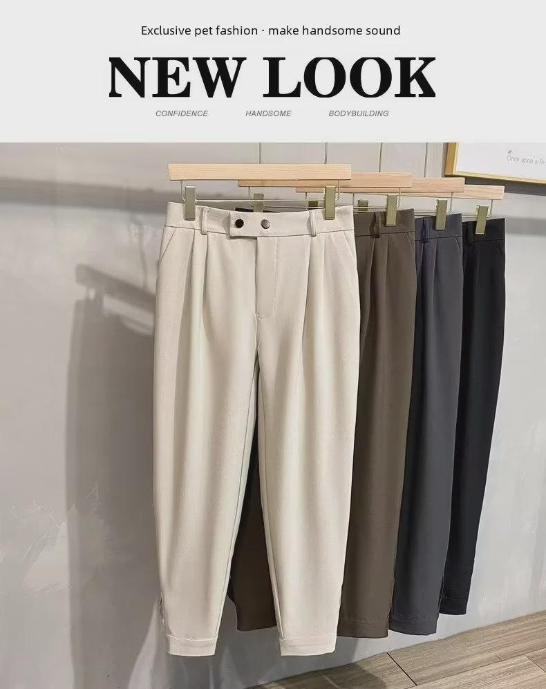 Мужские модные укороченные шаровары в корейском стиле — универсальный, драпированный костюм, подходящий для весны и лета