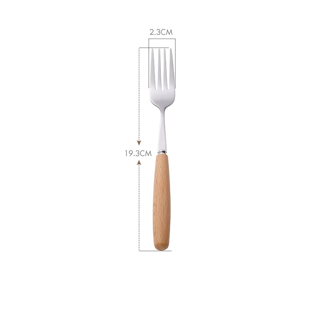 with Box Tableware Set Wooden Handle dinner dessert fork  for Student Home Kitchen Office